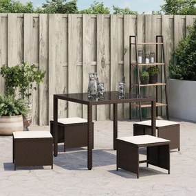 4 db barna polyrattan kerti szék párnával 41 x 41 x 36 cm