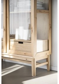 Natúr színű tálalószekrény tolóajtóval, tölgyfa dekorral 100x203 cm Hazelton – Rowico