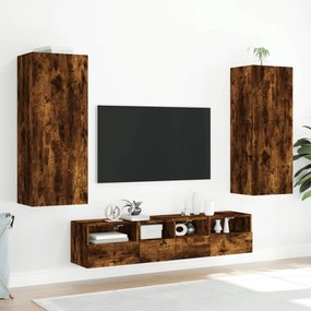 füstös tölgy színű szerelt fa fali TV-szekrény 40,5x30x102 cm
