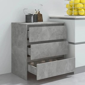 betonszürke szerelt fa tálalószekrény 70x41x75 cm