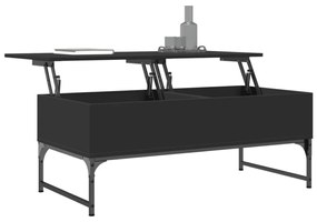 fekete szerelt fa és fém dohányzóasztal 100 x 50 x 40 cm
