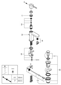GROHE 23870003 - PLUS mosdócsaptelep, S méret, fényes króm