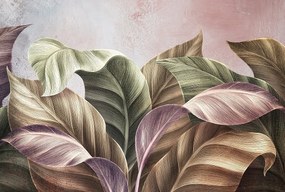 Tapéta vinil flizelin hálószoba nappali nagy színes levelek 368x248cm