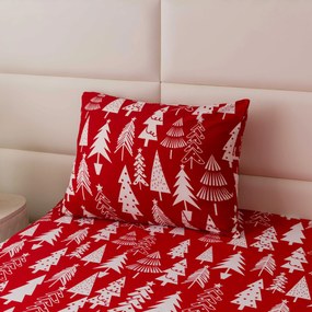 CHRISTMAS TREES piros mikroszálas ágyneműhuzat Ágyneműhuzat mérete: 70 x 90 cm | 140 x 220 cm