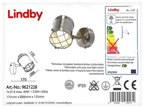 Lindby Lindby - LED Dimmelhető fali lámpa EBBI 1xE14/5W/230V LW0279