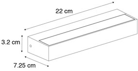 Modern fekete fali lámpa 22 cm LED-del, IP65 - Hannah