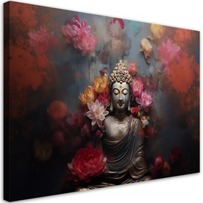 Gario Vászonkép Buddha virágokkal körülvéve Méret: 60 x 40 cm