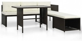 4 részes barna polyrattan kerti társalgó szett