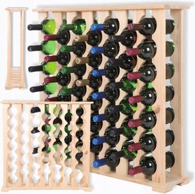 Bortartó állvány polccal 46 palack számára fenyő fa Tömör Öko