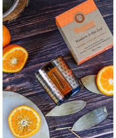 Organikus füstölő gyertya Mandarin &amp; Bay Leaf200 g üvegben, aranyfóliával