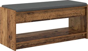 vidaXL Előtér pad Öreg fa 103 x 38 x 45 cm Műanyag Fa és Szövet