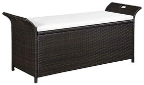 vidaXL barna polyrattan tárolópad párnával 138 cm