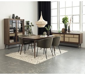 Barna bővíthető étkezőasztal tölgyfa dekoros asztallappal 150x90 cm Barrali – Unique Furniture