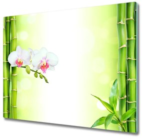 Üveg vágódeszka Orchidea és bambusz 60x52 cm