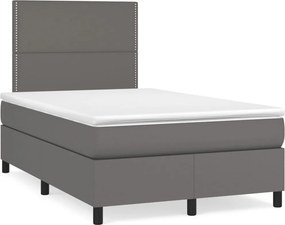 vidaXL szürke műbőr rugós ágy matraccal 120 x 200 cm