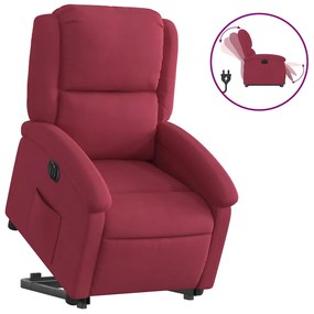 elektromos felállást segítő bordó bársony dönthető fotel