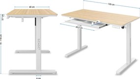 Newai állítható magasságú elektromos íróasztal, 120x60cm, bézs