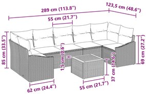 8 Darabos Kertibútor Készlet Párnákkal Szürke Poli Rattan Akáciából