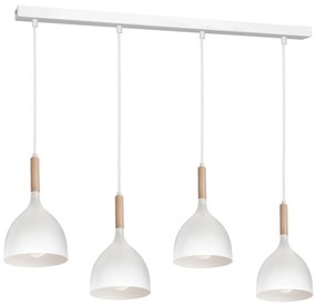 Luminex Csillár zsinóron NOAK WOOD 4xE27/15W/230V fehér/bükkfa LU3710