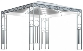 krémszínű pavilon LED fényfüzérrel 300 x 300 cm