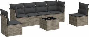 vidaXL 7 részes szürke polyrattan kerti ülőgarnitúra párnákkal