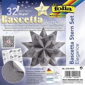 Bascetta csillag készlet, 14,5x14,5 cm, 90 g, 32 lap, FOLIA, antracit-gyöngyök (FL2151515)