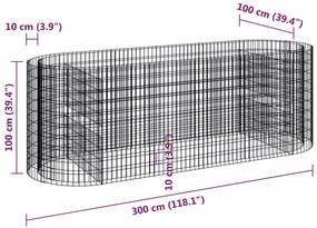 horganyzott vas gabion magaságyás 300x100x100 cm