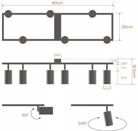 6 foglalatos GU10 spotlámpatest, max. 30 W/izzó, 230 V, fehér