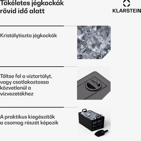 Klarstein FrostMaster, jégkészítő, 40 kg jégkocka naponta, rozsdamentes acél borító, LED kijelző, mellékelve jégkanál