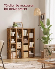 VASAGLE 7 rekeszes könyvespolc, álló vagy fekvő kialakítás, 50 x 24 x 106 cm, rusztikus barna