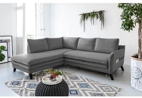 Charming Charlie L szürke kinyitható sarokkanapé, bal oldali - Miuform