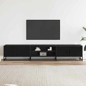 fekete szerelt fa TV-szekrény 210 x 35 x 41 cm