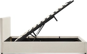 Bézs kárpitozott ágyneműtartós franciaágy ágyráccsal 180x200 cm Nahiri – Kave Home