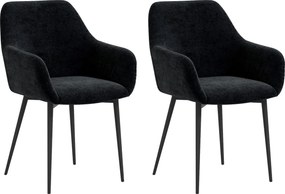 HOMCOM 2 db Kárpitozott Északi Stílusú Étkezőszék, Szövet Konyhai Székek, Fekete Acél Lábú Karosszék, 54x57x80 cm | Aosom