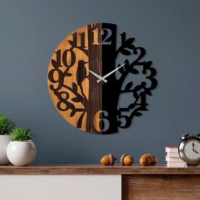 Wooden Clock 71 dió-fekete fa-fém falióra, Ø56 cm