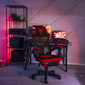 Gamer Forgószék Fekete/Piros Színben. Teherbírás: 150 kg. BING