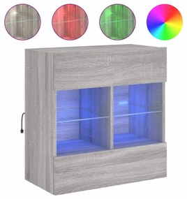szürke sonoma színű fali TV-szekrény LED-ekkel 58,5x30x60,5 cm