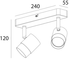 Lámpa Mennyezeti lámpatest ORIO, aluminium, 24.0x5.5x14.0 , IP20, 2*GU10, max. 50W, kör, fekete