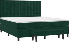 vidaXL sötétzöld bársony rugós ágy matraccal 160x200 cm