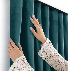 Filumi Velúr függöny matt wave szalag étkező Sötét Türkiz 200x280