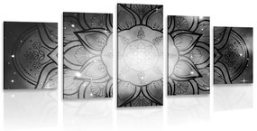 5 részes kép Mandala galaxis háttérrel fekete fehérben