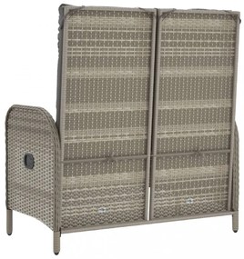 szürke polyrattan dönthető kerti pad párnákkal 107 cm