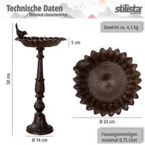 STILISTA Öntöttvas madáritató 50 x 24 cm antik barna