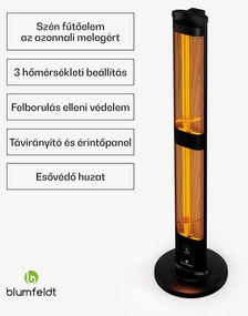 Blumfeldt BlazeTower infravörös hősugárzó, 3000 W, kültéri, 3 fokozat, IP45, távirányító, időzítő