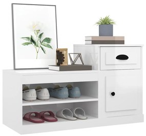 magasfényű fehér szerelt fa cipőszekrény 100x42x60 cm