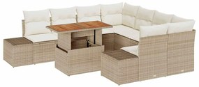 vidaXL Kerti Kanapé Szett tárolóval 9 pcs Bézs Poli rattan
