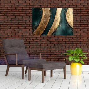 Kép - Zöld absztrakció arannyal I. (90x60 cm)