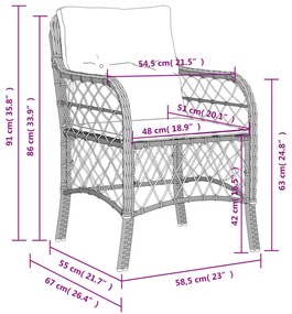 2 db vegyes bézs polyrattan kerti szék párnával