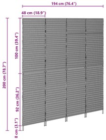 Szobai elválasztók Bézs Fa, Szövet 4 panel, 200 cm magasság
