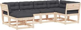 vidaXL 6 részes tömör fenyőfa kerti ülőgarnitúra párnákkal